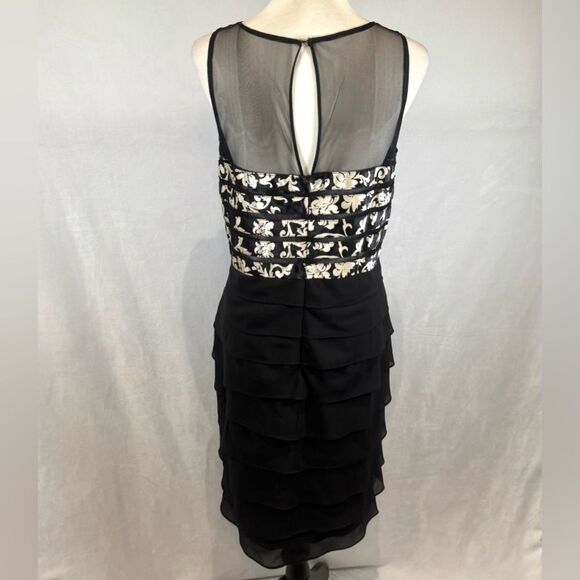 Scarlett Nite black and cream tiered cocktail dress size 10 - Picture 4 of 7